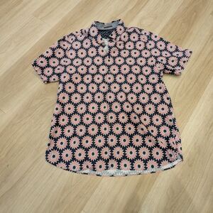 Ted Baker Cotton Short Sleeve Button Down Floral Pattern Size 6